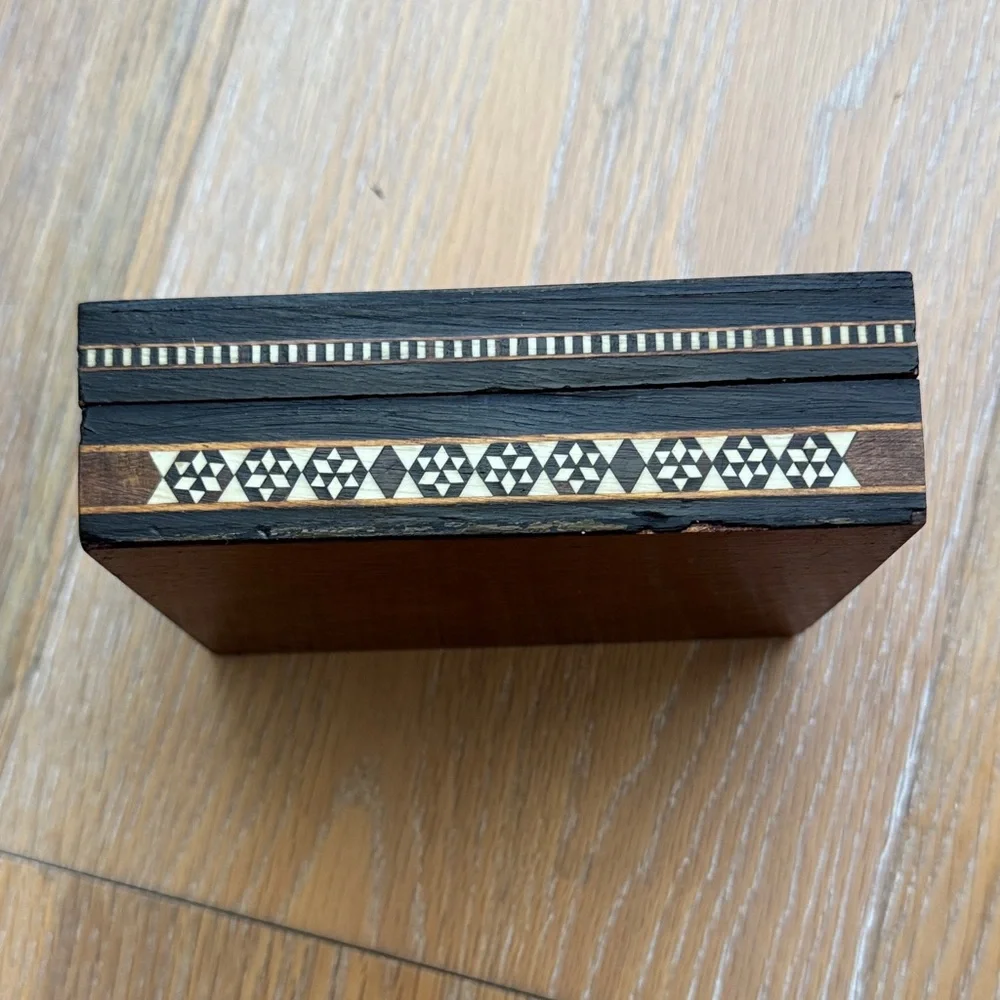 Vintage Rectangle Wood Mosaic inlay Box
